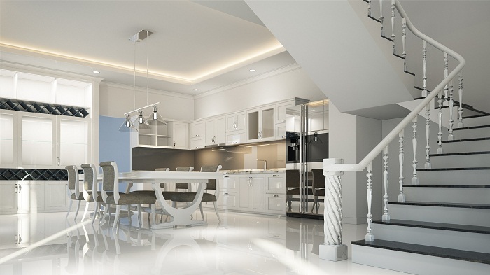 Dizajn kuchyne v bielej farbe
